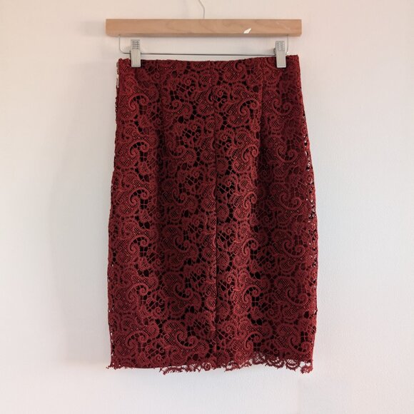 3/$30 ZARA burgundy lace pencil skirt - Picture 6 of 8